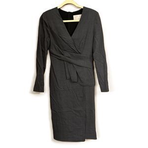 Jason Wu Gray Tie VNeck Long Sleeve Wrap Dress Size 4